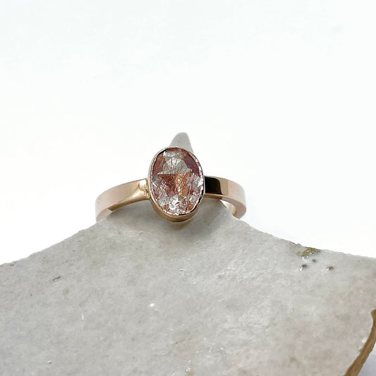 Rosé gouden ring met rutielquartz