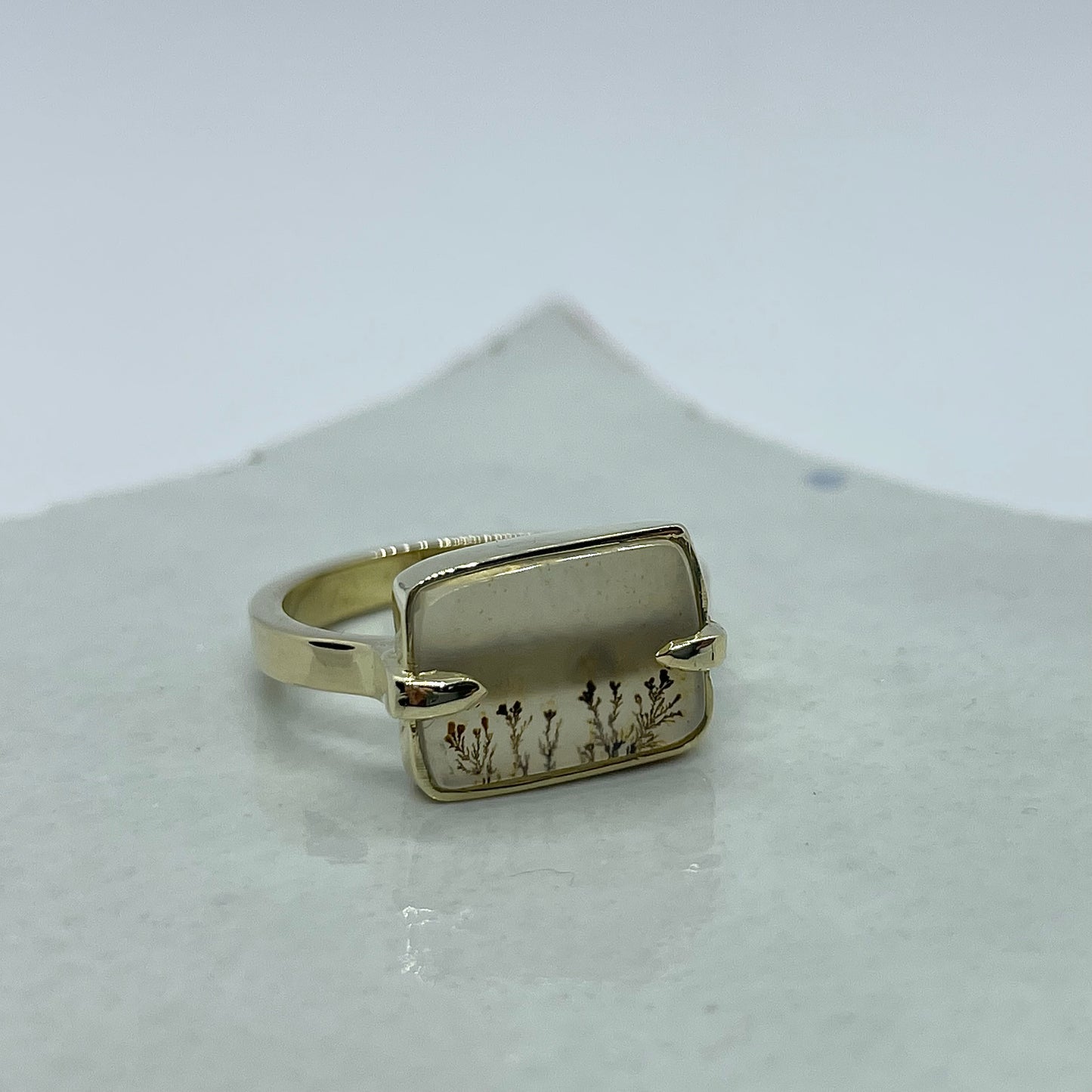Gouden ring met dendrite quartz