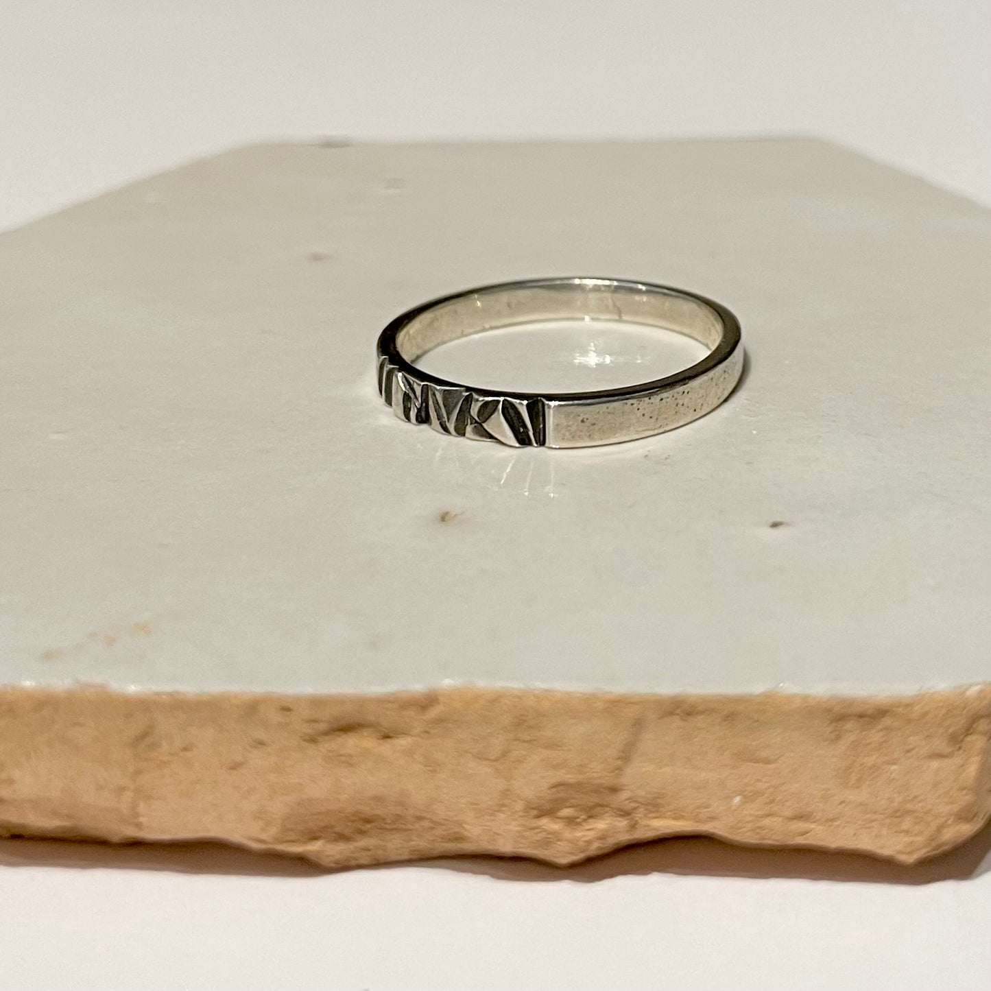 Zilveren ring geometric