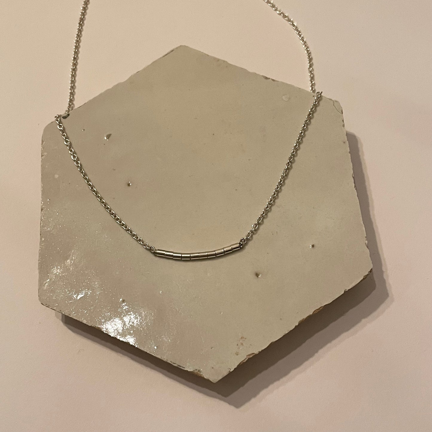 Zilveren collier little tube