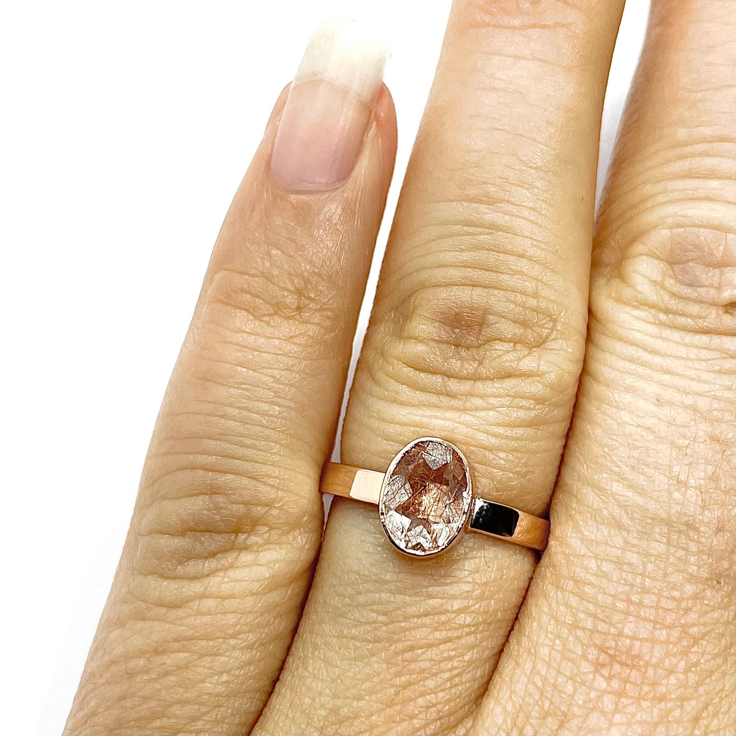 Rosé gouden ring met rutielquartz