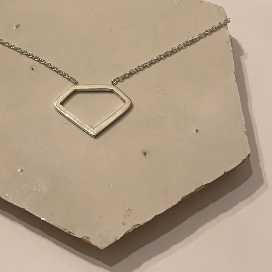 Zilveren collier diamant vorm