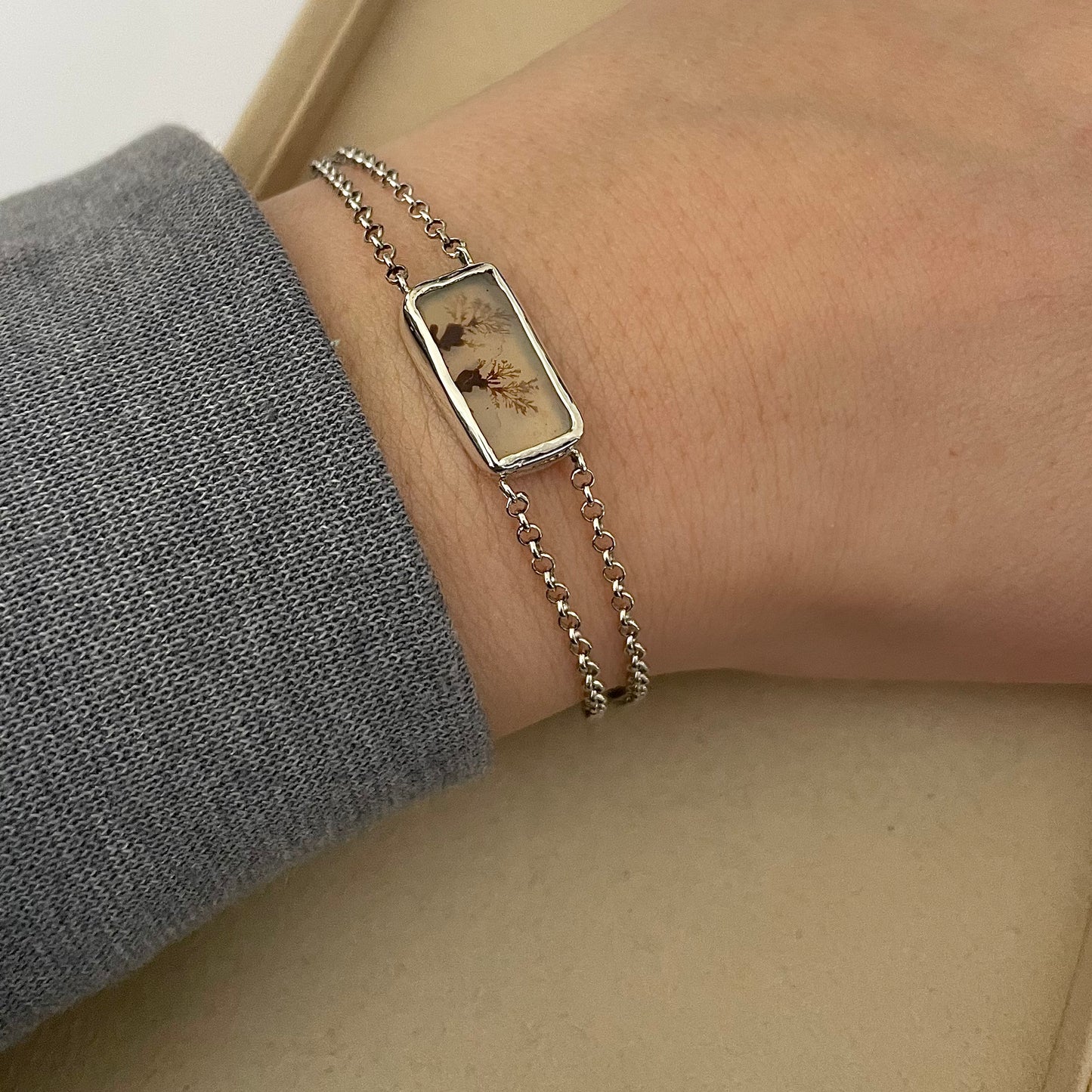 Zilveren armband met dendriet quartz
