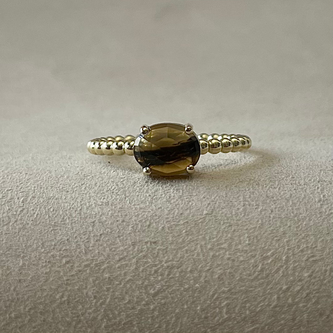 Gouden ring met montana agaat