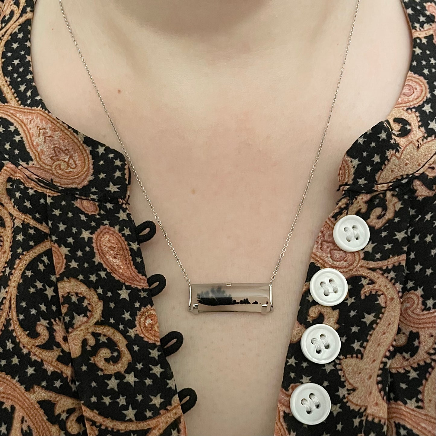 Gouden collier met dendrite quartz