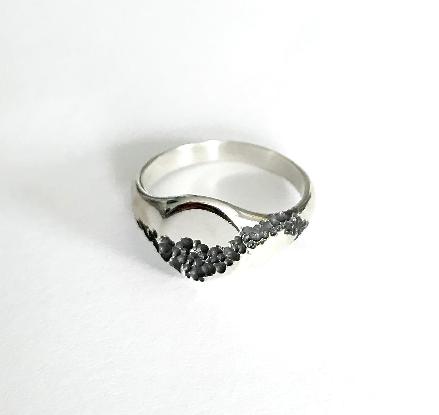 Zilveren signet ring big organic