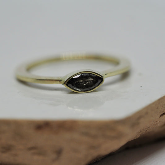 Gouden ring met zout en peper diamant