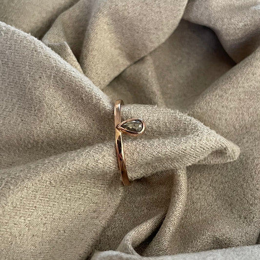 Gouden ring met zout & peper diamant