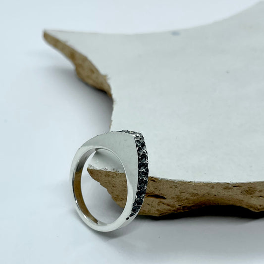 Zilveren ring organic drop
