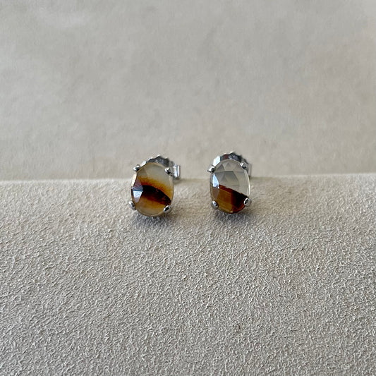 Zilveren oorbellen met montane agaat