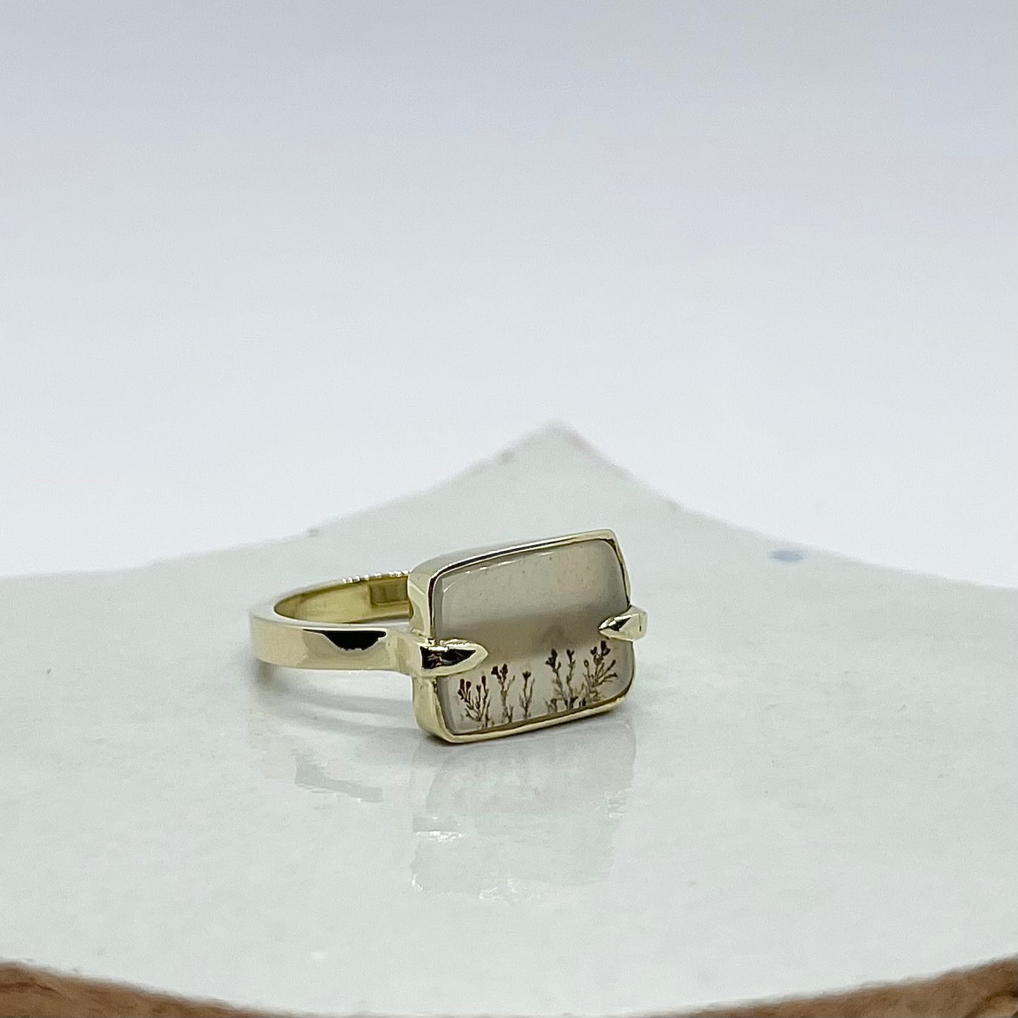 Gouden ring met dendrite quartz