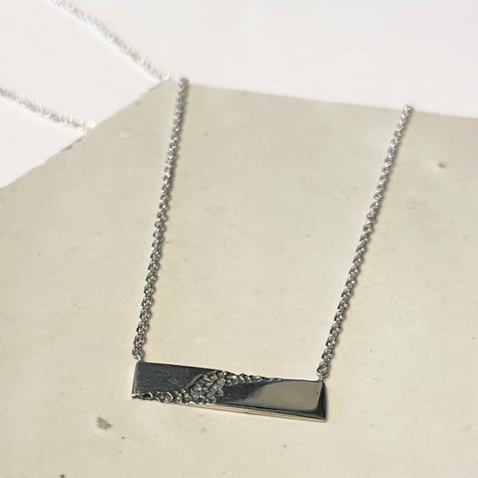 Zilveren collier organic stripe